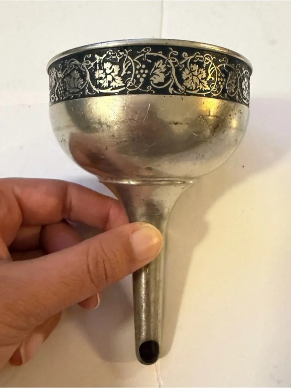 Vintage Royal Selangor Pewter Wine Funnel Grapevine Pattern Barware